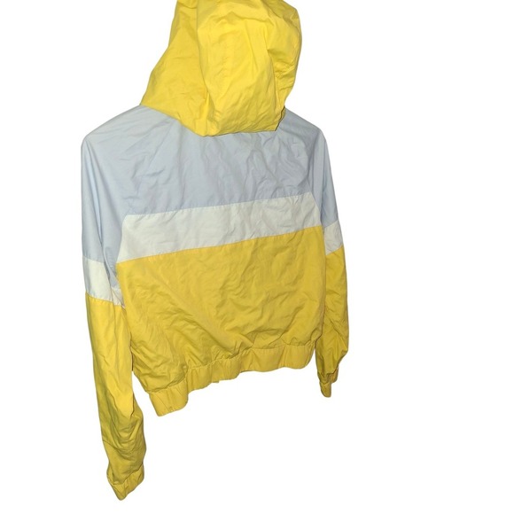 Hollister Women's Yellow White Cropped Hooded Full Zip Windbreaker Size Small - Picture 4 of 5